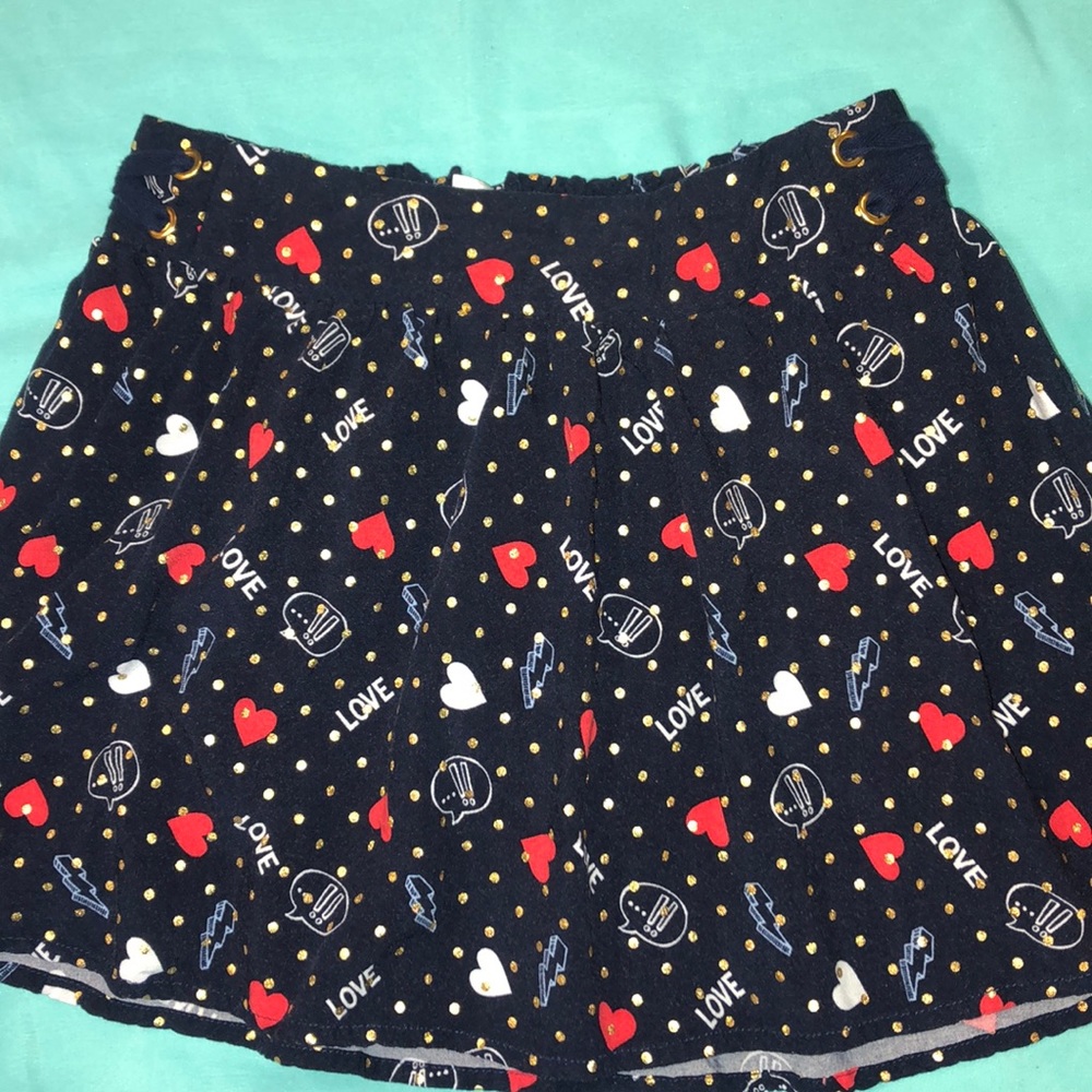 Black Skirt w/ Hearts & Gold Polka Dots